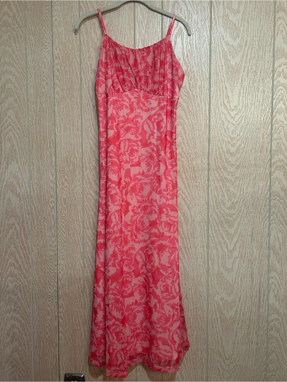 Zesica Spaghetti Straps Pink Floral Maxi Large Dress